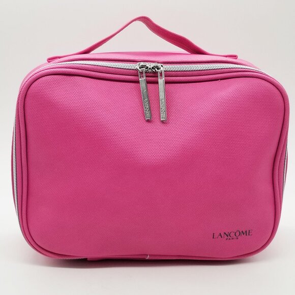 NEW Lancome Pink Cosmetics Makeup Bag Limited Edition 9.5"x7"x3" Travel Barbie - Picture 3 of 16
